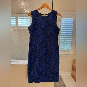 Calvin Klein Royal Blue Floral Lace Midi Dress
